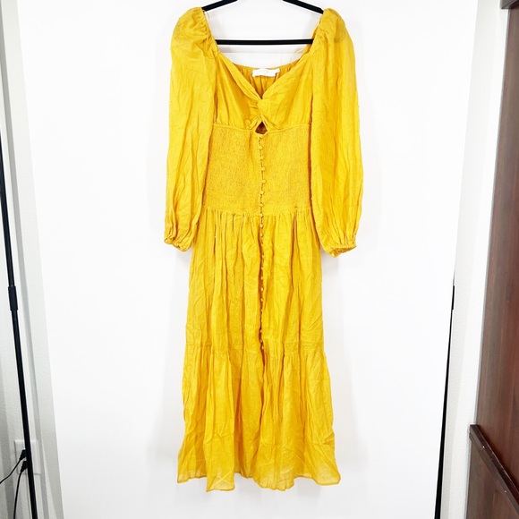 Astr The Label Twist Bust Long Sleeve Midi Dress in Mustard - Picture 2 of 8